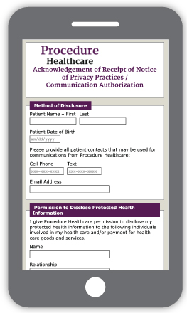 Secure patient form on Responsive Smartphone
